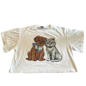 Vintage International Design Group Small White Dog Cat Single Stitch Double Side